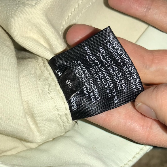 Isabel Marant Cream Leather Pant with Gold Sequin - Picture 3 of 12